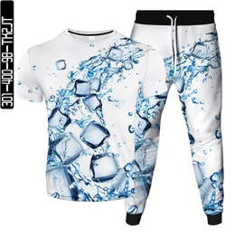 Men's Tracksuits Suit 2021 Printed Water Drop T-shirt Men And Women Casual 3D Fashion Short-sleeved Trousers Two-piece