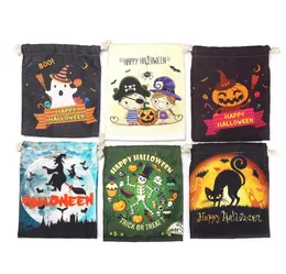 20 * 16cm / 7,9 * 6.3 tum halloween dekoration godisväska presentförpackning pumpa häxa mänskligt skelett spöke canvas tecknade väskor dragkedja pocket barn behandla parti leveranser