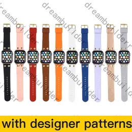 Lüks Tasarımcı Askı Watchbands Watch Band 42mm 38mm 40mm 44mm 41mm 45mm IWatch 2 3 4 5 Bantlar Deri Kayış Bilezik Moda Stripes Watchband