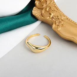 Minimalizm Gold Color Okrągły Geometryczne Palce Pierścienie Dla Kobiet 2021 Vintage Błyszczące Metal Chunky Nieregularne Otwarte Ring Kobiet Biżuteria