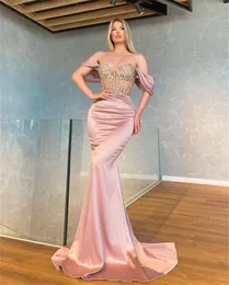 Sexy Evening Dresses Long Luxury Off Shoulder Birthday Party Dress Crystal Beaded Formal Gowns robe de soirée femme