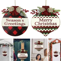 Christmas Welcome Sign Hanging Front Door Wooden Cartoon Letter Plaque Party Home Wall Decoration part 211104