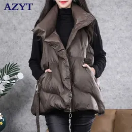 azyt冬の厚い女性のベスト韓国の緩い暖かいウイストキャットのためのノースリーブのジャケットの女性211120