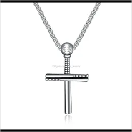 Anhänger Schmucksportliche Baseball-Halsketten Schmuck Edelstahl Klassisch Gold Silber Farbe Kreuz Anhänger Halskette Bijoux Geschenke Drop Lieferung