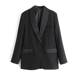 BLSQR Stitching Black Blazer Women Autumn Roll Sleeve Jackor Ladies Formell kostym Tjejer har Khaki Coats 210430