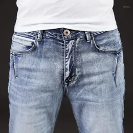 Höst ankomst mode varumärke män jeans tvättade smala för vardagliga byxor plus storlek 40 42 44 46 män