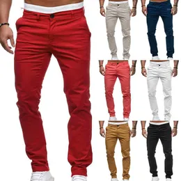 Męskie spodnie Biznesowe Solidne Kolor Casual Mężczyźni Bawełniane Slim Fit Chinos Moda Spodnie Prosto M-3XL
