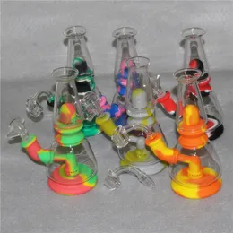 Beaker Hookahs Silicone Water Pipe Rigs con ciotola di vetro 4mm 14mm Quartz Banger Unbreakable Oil Rig Bong