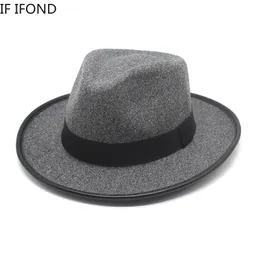 メンズ女性ウールフェルトFedoras Hatsファッションエッジングビンテージカーブブリムポークパイ秋冬パナマジャズキャップ