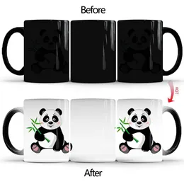 머그잔 350ml 귀여운 팬더 커피 컵 색상을 바꾸는 마법 홈 티 커플 친구/어린이 개인 머그잔 선물