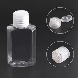 30ml 60ml Split Packaging Flaskor Flip Transparent Hand Sanitizer Desinfektionsmedel Hydrogel Shampoo Flytande behållare Tomma Parfum Spray Mini Parfymflaskor