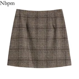 NBPM Kobiety Sexy Moda Z Plaid Wysokiej Talii Plisowane Spódnice Dla Dziewczyn Office Lady Dna Preppy Style A-Line 210529