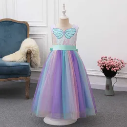 Baby Girls Dress Christmas Party Princess Dress Butterfly Print Birthda Ball Gown Cosplay Mermaid Girls Barnkläder Q0716