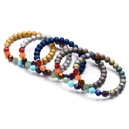 7 Chakra Stones Armband Beaded Strands Färgglada Faceted Natural Yoga Reiki Healing Stone Bangles Fashion Mens Pärlor Bracelet Smycken Gåvor för Kvinnor Flickor