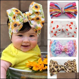 Haarschmuck Baby, Kinder Mutterschaft Ins europäische und amerikanische Kinder DIY Tuch breites Haarband Baby Kopfbedeckung Stirnband Druck große Schleife