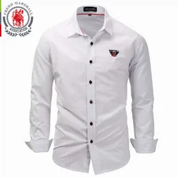 Fredd Marshall märke droppe tröja män våren casual tröjor klänning herrtröjor solid bomull camisa masculina fm118 210527