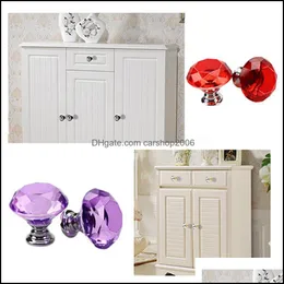 Ferramenta per porte Forniture per l'edilizia Casa Giardino 30Mm Design a forma di diamante Armadio in vetro cristallo Pls Der Manopole Mobili da cucina Maniglia per armadio