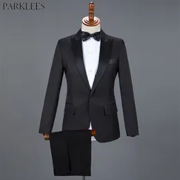Mens Black Wedding Dress Tuxedo Classic Solid Män Suit Set 2 Piece Men Slim Fit Suits Mens Formell Business Suit med Pant Hombre 210524