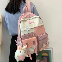 Harajuku Kawaii Women Waterproof Cute Pin Badge Nylon Backpack Student School Book Bags Trendy