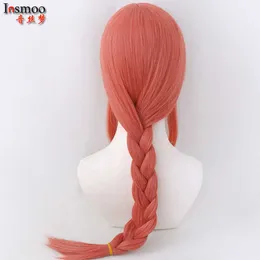 Makima Wig Pink Pleciony Hair Anime Chainsaw Mężczyzna Cosplay Syntetyczny 70 cm Długie warkocze Halloween Party Role Play + Y0913