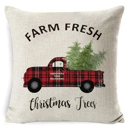 Christmas Pillow Case Plaid Linen Throw Pillow Covers Square Sofa Decorative Pillow Headrest Cushion Cover Xmas Pillowslip Home Decor DAJ83