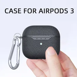 Silicone Litchi Lichee Texture TPU Headphone Accessories Case With Keychain Hook for Apple AirPods 1 2 Pro 3 Bluetooth Earphone Protective Cover Bag Retail Package