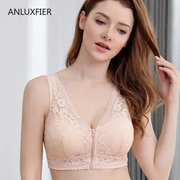 H9669 Special Bra Underwear Mastectomy Artificial Prosthesis Bra Women Front Button Zipper Lace Sexy Thin Gather Bras Lingerie 210623