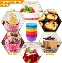 Muffin Cups Silicone Cupcake Diy Baking Cups Återanvändbara Muffin Liners Cupcake Wrapper Holders For Muffins 9 Colors