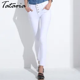 Białe Dżinsy Kobiety Skinny Kobiece Slim Ołówek Spodnie Ladies Denim Wysoka Talia Kobieta Pantalon Jean Mujer Calca Feminina Tataria 210514