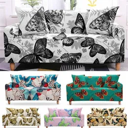蝶の花はリビングルームの保護ソファの伸縮性のあるソファーのカバーを印刷します