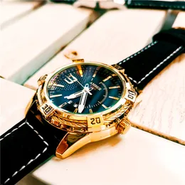 Amber Time säljer helautomatisk Quartz Watch Men's Fashion Round Multifunktionell Vattentät Lysande Klocka