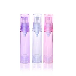 500pcs / lote Mini 5ml 10ml Clear Roxo Roxo Airless Garrafa de Bomba de Lotion Refilleable Frasco