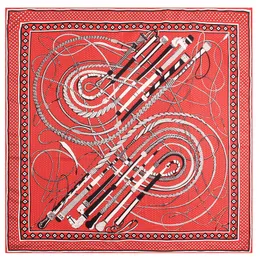 90cm New Handmade Crimping Silk Scarf Ladies Twill Silk Square Scarf Jewel Scepter Printed Shawl Headscarf Handkerchief