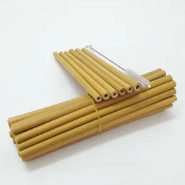 Canudos de bambu reutilizáveis de 20 cm de boa qualidade, ecologicamente corretos, feitos à mão, naturais, da mais alta qualidade