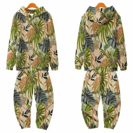 Felpe con cappuccio da uomo Felpe autunno con cappuccio Pianta con cappuccio Stampa da uomo Pantaloni a due pezzi Set da due pezzi con cappuccio e joggers Pantaloni Suits Tracksuit Oversized 6XL