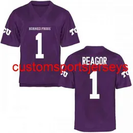 Stitched Men's Women Youth TCU Horned Frogs # 1 Jalen Reagor Jersey Purple Stiched NCAA Custom qualsiasi nome numero XS-5XL 6XL