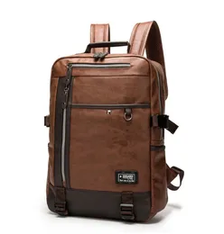 Mäns Retro Läder Ryggsäck Stor Kapacitet Skolväska Anti-Theft Travel Ryggsäckar för Män Laptop Väskor
