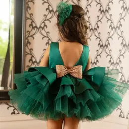 Toddler Baby Girl Dress Big Bow Baptism for Girls First Year Birthday Party Wedding Clothes Tutu Fluffy Gown 220309