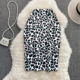 New design women's high waist fashion leopard print bodycon tunic pencil midi long back vent jag skirt SMLXL