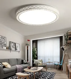 Round crystal ceiling light ultrathin Iron LED Modern Simple Dining Room Bedroom Study Lamp AC85-265V