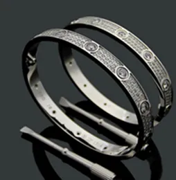 Titanium Steel 3 Row Full Diamond Bracelet Bangle Fashion Women Men Chirstmas Bangles Bracelets for lover Distance Jewelry Gift with velvet bag 400