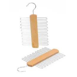 Hooks & Rails 20 Bar Wooden Tie Hanger - Scarfs Closet Wooden Holder Organizer & Belt Rack Organiser Hangers