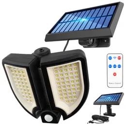 90LED Solar Wall Lampa Motor Czujnik Wodoodporny LED Street Light Bezpieczeństwo Lampy słoneczne ogrodowe z pilotem do ładowania światła zewnętrznego