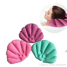 Soft Bathroom Pillow Home Comfortable Spa Inflatable Bath Cups Shell Shaped Neck Bathtub Cushion Bathroom Accessories RRD11743