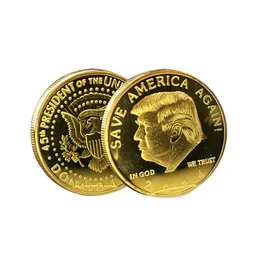 250 stücke Trump 2024 Münze 40 * 40 * 2,5mm Kunsthandwerk USA Präsident Gedenkhandwerk Rette Amerika wieder Metallabzeichen Gold Silber DHL / FedEx Lieferung