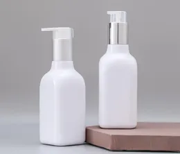 200ml White Square Cosmetic Pump Bottle Empty Shampoo Lotion Container Shower Gel Plastic Packaging Bottle