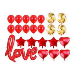 Confetti Valentine Day Marriage Wedding Decor Heart Shaped Propose Latex Romantic Birthday Party Anniversary Love Balloons Kit