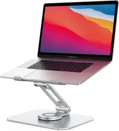 스위블 노트북 스탠드, 노트북 책상 라이저 - [360 회전] 멀티 앵글 높이 조절 가능 알루미늄 컴퓨터 스탠드, MacBook Pro Air (실버)와 호환 가능