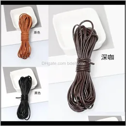 Other Fashion Aessories Drop Delivery 2021 2Meter/Lot Genuine Cord For Jewelry Making Bracelet Brown Black Round Solid Cow Leather Rope Strin