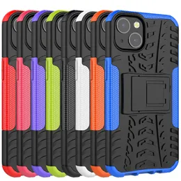 2 i 1 Hybrid Kickstand Impact Robust Heavy Duty TPU + PC Shock Bevis Case Cover för iPhone 13 Pro max 11 12 xs max 6 7 8 plus 50pcs / parti